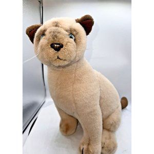 13”Cat Siamese Plush Firm Body Realistic Brown Cream Toys R Us Soft Classics ‘95
